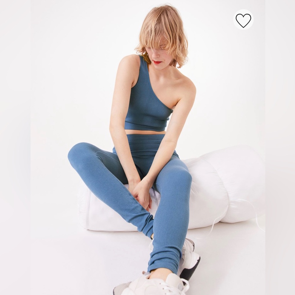 H&M Ribbed Seamless Jersey One Shoulder Top and Leggings Set in Size S